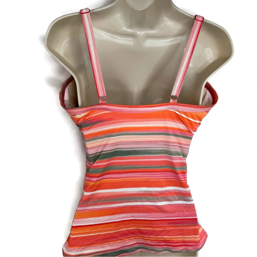 Coco Reef Pink and Orange Tankini Set Swimsuit with Ruched Detail size 34DD - Picture 4 of 11